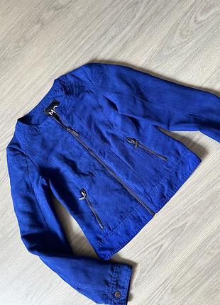 Синяя замшевая куртка-пиджак morgan