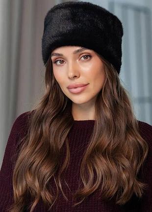 Чорна пов'язка з екохутра "норка"