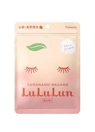 Lululun face mask yamanashi peach восстанавливающая маска с персиком и перлами, 7 шт