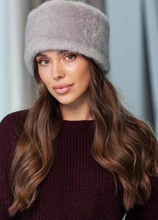 Сіра пов'язка з екохутра "норка"