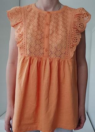 Яркая хлопковая блуза / футболка большого размера.