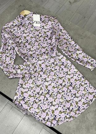 Платье розовое в цветочный принт чайное платье zara