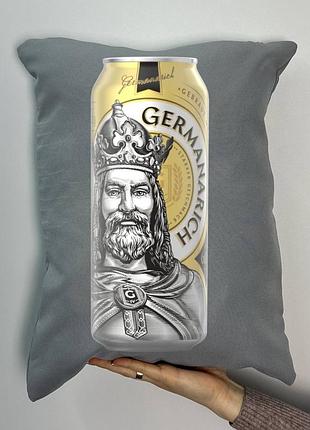 Подушка з принтом габардинова германаріх, сіра 35х45 (557)