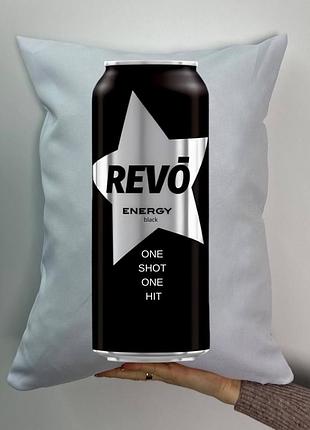 Подушка з принтом габардинова рево чорне, біла 35х45 (563)