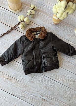 Коричневая, кожаная куртка на меху