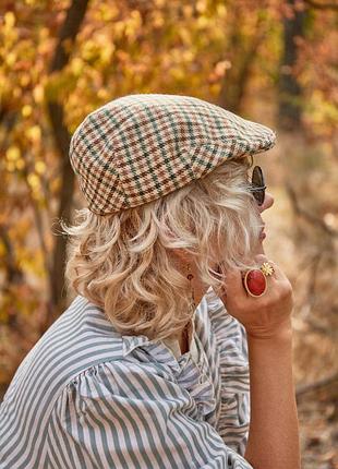 Кепка вовняна в vintage клітку