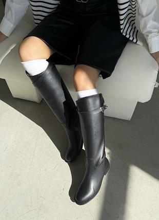 Жіночі шкіряні чоботи труби жокеї