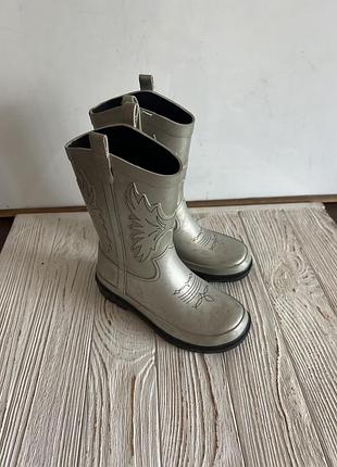 Срібні 🩶чоботи 🩶гумові на дівчинку ☔️бігати по калюжах☔️