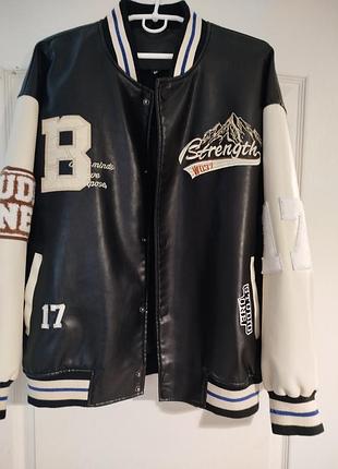 Женский бомбер унисекс из экокожи