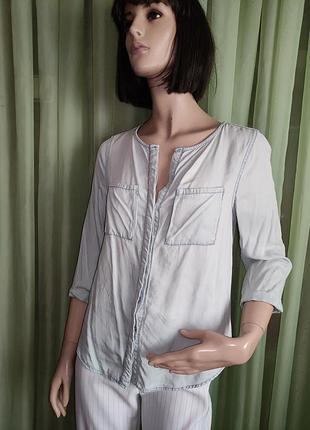 Джинсовая голубая рубашка женская бренда "promod" ( denim collection), коттон, 3201 10.