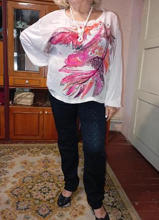 Блуза натуральная из вискозы (cupro), с цифровым цветочным принтом religion london