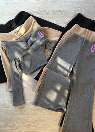 Костюм: кофтинка  + брюки палаццо 🩶