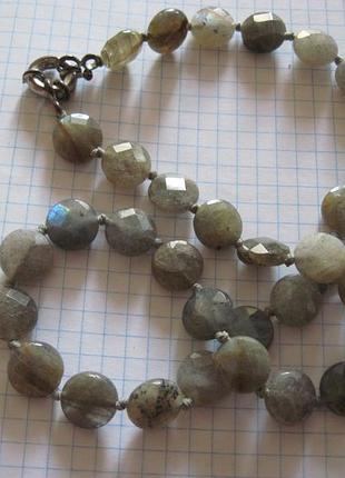Бусы . натуральный камень лабрадор. винтаж.