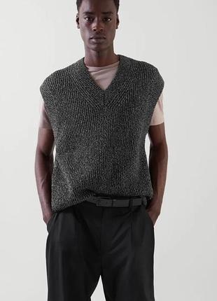 Стильний якісний чоловічий жилет cos з натуральної тканини вовна + бавовна