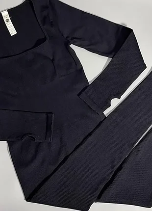 Базовый комбинезон в рубчик спорт фитнес зал классный эластичный стильный повседневный тренд мода