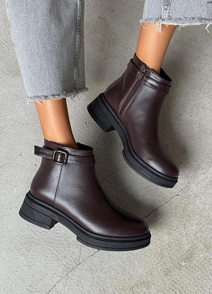 Женские ботинки демисезонные натуральная кожа коричневые, кожаные женские зимние ботинки 10651