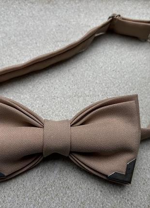 Класична краватка метелик беж колір