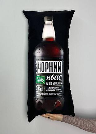 Подушка с принтом габардиновая квас тарас черный, черная 35х75 (582)
