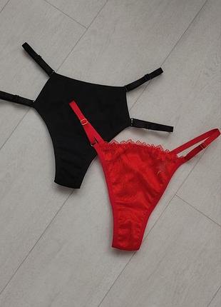 Набор из 2 трусиков стринги хлопковые и сетевые