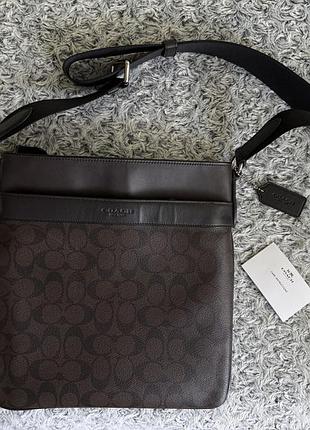 Сумка месенджер coach new york charles signature mahogany brown