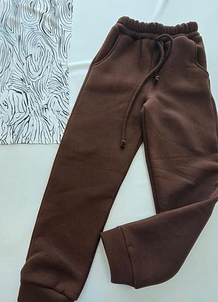 Теплые коричневые брюки на флисе