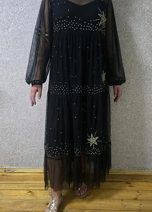 Вечернее платье сетка с вышивкой l-xl