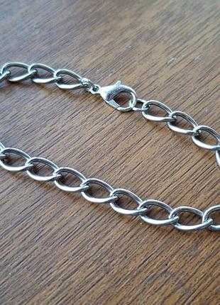 Браслет цепочка стильн бижут аксессуар метал чёрн цепь браслет сереб тонкая