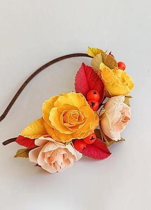 Осенний обруч с розами