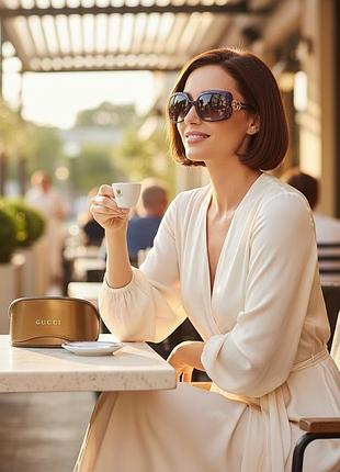 Женские солнцезащитные очки gucci purple frame interlocking gg bamboo sunglasses оригинал