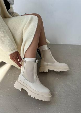 Челсі 10435, р.36,37,38,39,40, натуральна шкіра, молочний