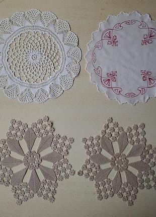 Винтаж🤩👌🤍🤎 старинные кружевные салфетки, 29-30см, ручной работы😍👍🤍🤎💓
