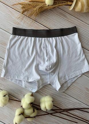 Білі бавовняні боксери з сірою гумкою на талії