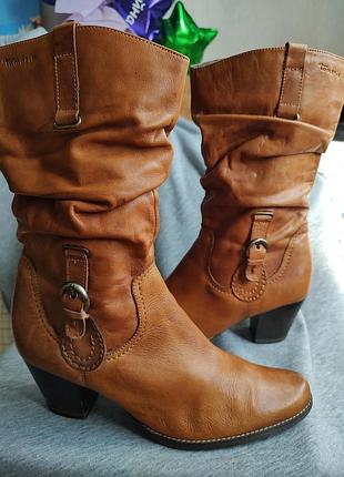 Кожаные женские демисезонные сапожки ботинки Tamaris 40р.