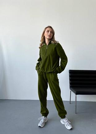 Жіночий теплий флісовий костюм | кофта та штани | 020