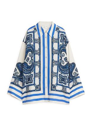 Блуза сорочка arket ліоцел біла синя блакитна s-m 165/84a