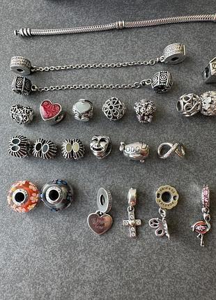 Pandora браслет і шарми оригінал, шарми, пандора, шармы pandora, срібло 925, пандора браслет, pandora шарми