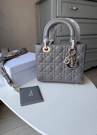 Серая сумка кожаная шкіряна сумка сіра брендова люкс якість диор леди lady леді діор
