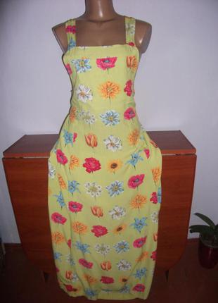Яркое платье с цветами из натуральной ткани!