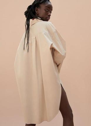 Оверсайз платье-рубашка zara,медиана, oversize блуза, рубашка хлопковая