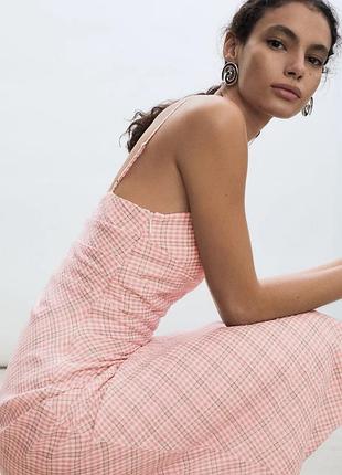 Сукня міді в клітинку плаття на брителях миди платте в клетку сарафан