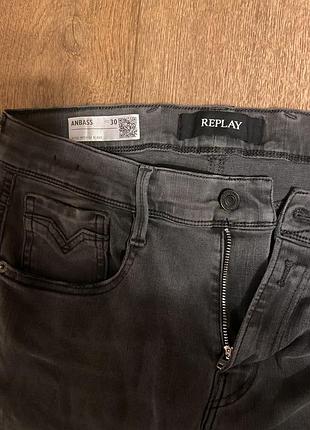 Чоловічі джинси сірого кольору replay hyperflex re-used, розмір w30/ l30