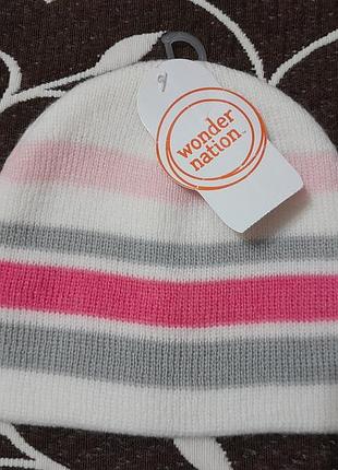 Шапка демисезонная на девочку 6-12 месяцев, фирмы  wonder nation