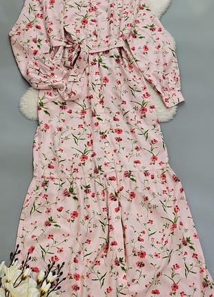 Платье длинное в принт цветов