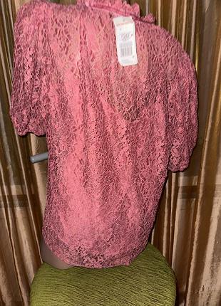 Якісна нова шикарна жіноча блузка мереживо батал рожева f&f 18
