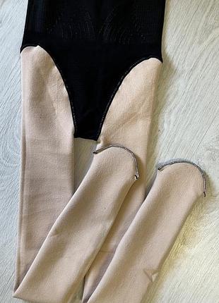 Термо колготи з ефектом голих ніг + корегуючі трусики на флісі 🔥