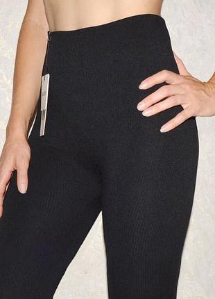 Лосины леггинсы женские термо на меху рубчик 44-52 черные с высоким поясом