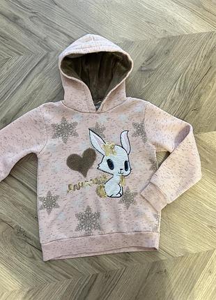 Кофтинка на дівчинку на 8р плюшевим капюшоном