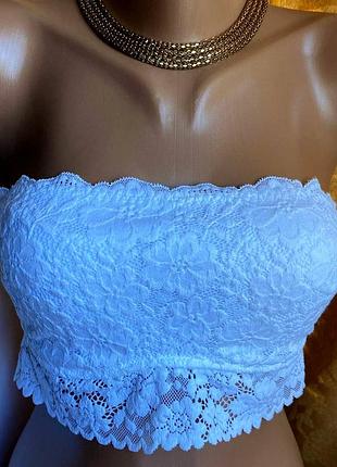 Ажурный топ бандо стрейч s белый /h&amp;m hennes &amp; mauritz/.швеция