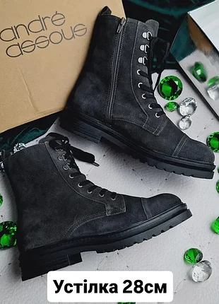 André assous оригінал сірі замшеві черевики на шнурівці