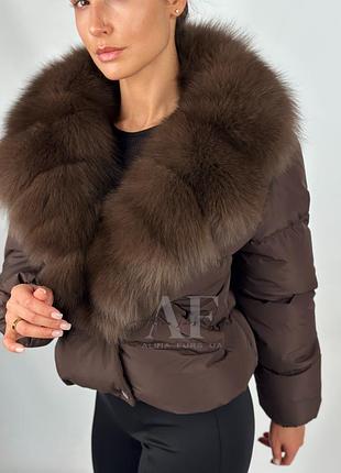 Пуфер із натуральним хутром песця